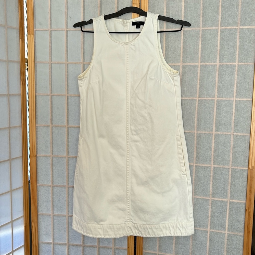 J. CREW WHITE DENIM DRESS SIZE 0
